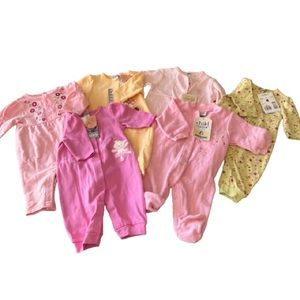 NWT Carters 6 pc Baby Girl 0-3 month Jumpsuits, Footie, and Coverall
